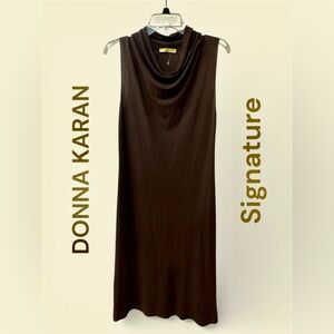 Donna Karan Signature Sleeveless Cowlneck Brown Dress in size XS